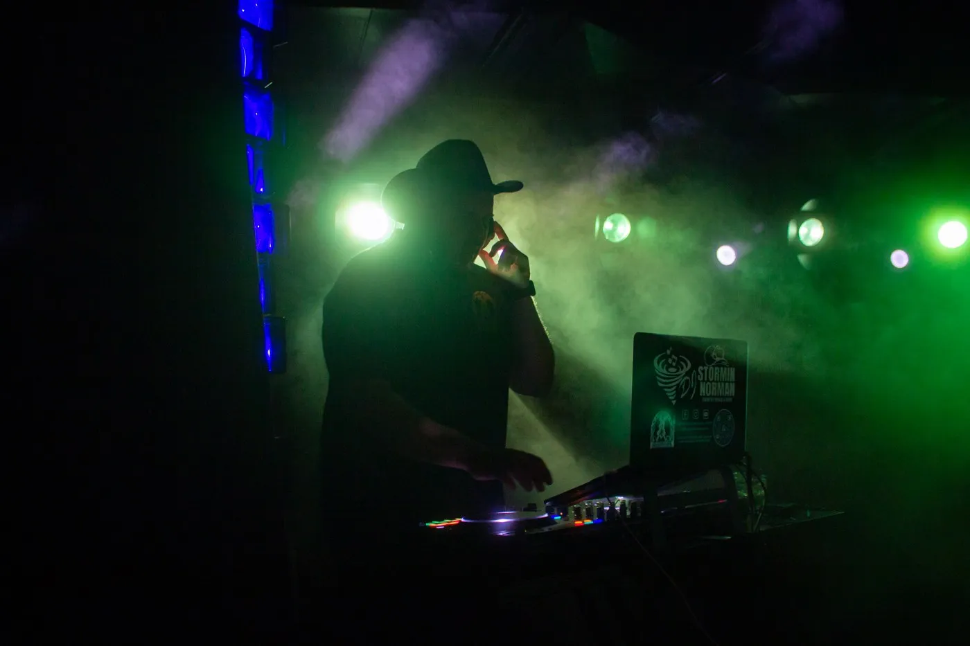 The DJ behind the decks