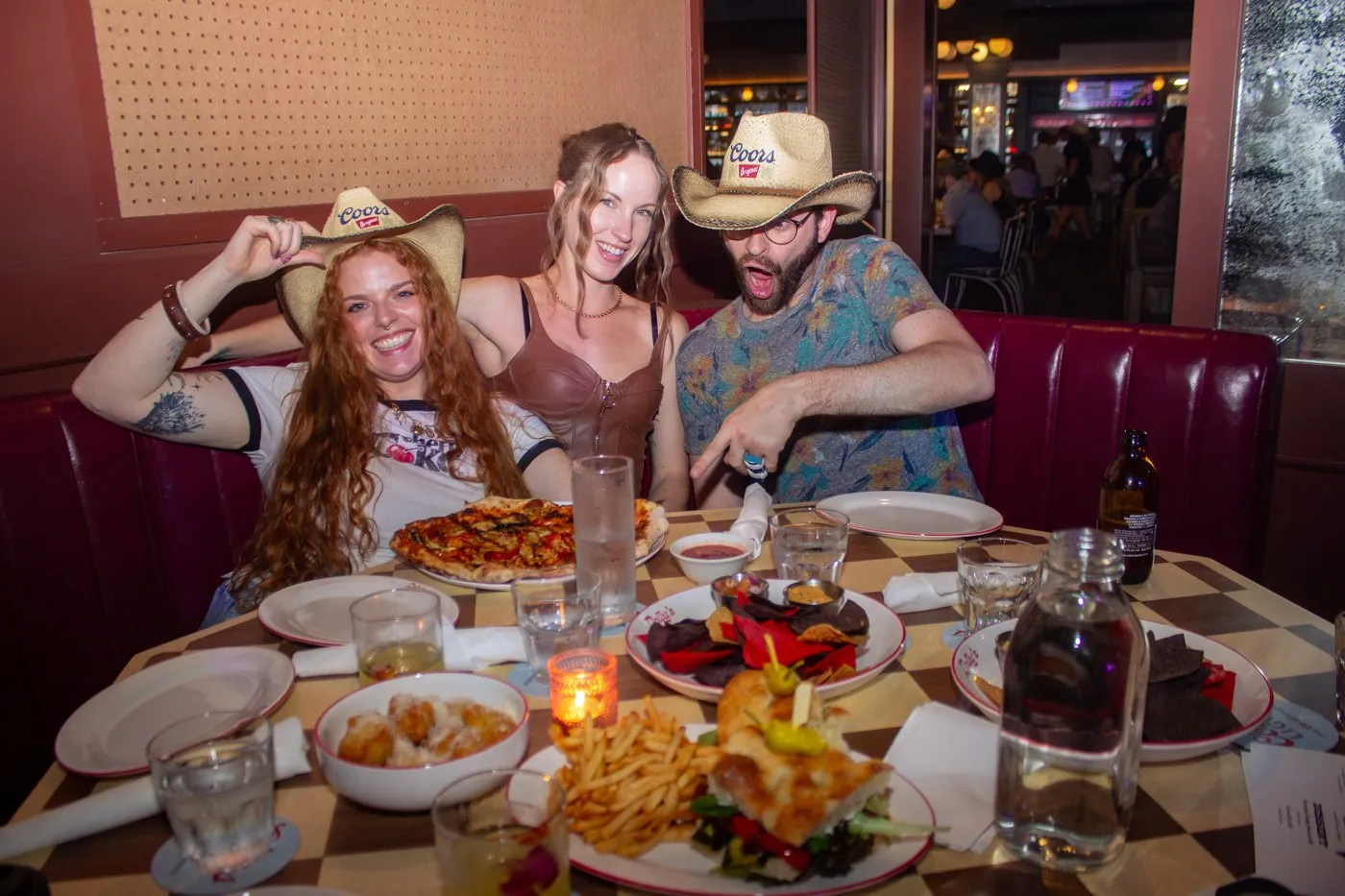 Friends around the booth at Dolly's